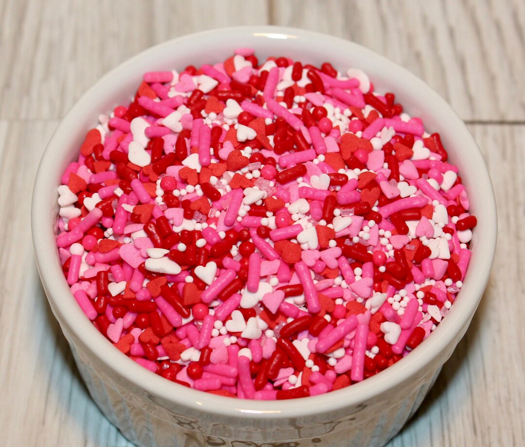 Valentines Day Sprinkle Mix 4 Oz Valentines Sprinkles Heart Etsy