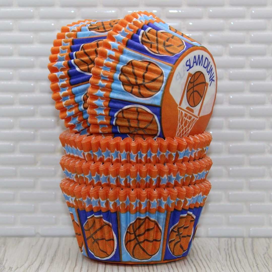 Basketball Heavy Duty Cupcake Liners qty 32 Basketball Baking Cups