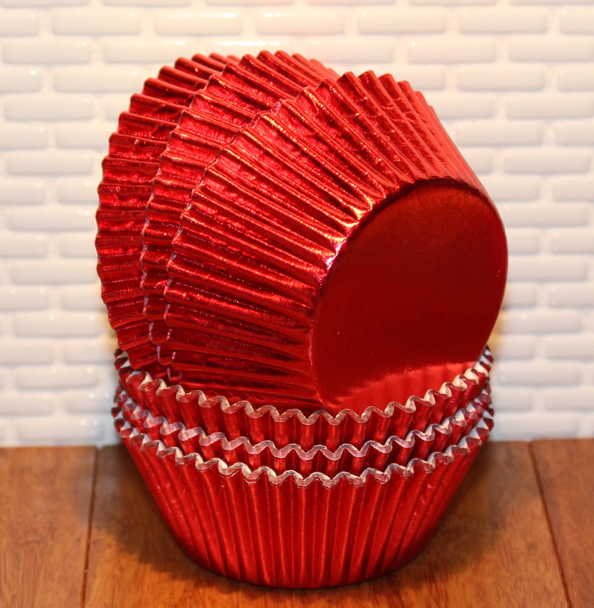 Elegant Red Foil Cupcake Liners Qty 50 Red Foil Cupcake Etsy