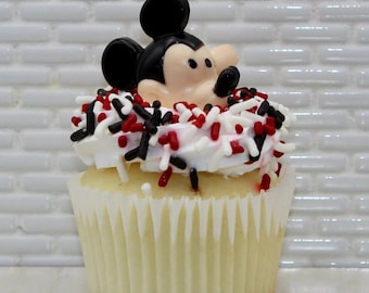 Mickey Mouse Ring Toppers  (Qty 12) Mickey Mouse Cupcake Rings, Mickey Mouse Pick, Mickey Mouse Cupcake Decoration, Mickey Mouse Party Decor