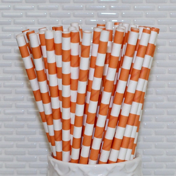 Retro Paper Drinking Straws - Disposable Striped Straws For Parties, Weddings