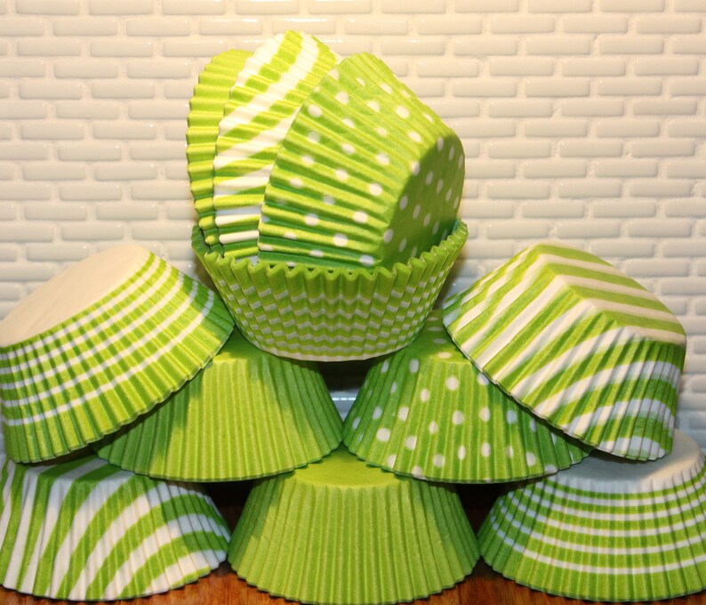 Lime Green Stripe Cupcake Liners qty 45 Lime Green Stripe Etsy