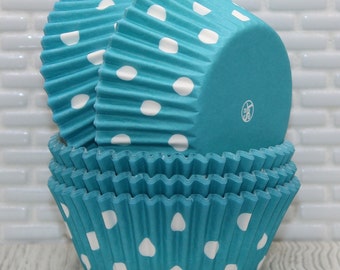 Aqua Polka Dot Cupcake Liners Qty 36) Aqua Polka Dot Baking Cups, Aqua Polka Dot Cupcake Papers, Aqua Cupcake Wrappers, Aqua Cupcake Liners