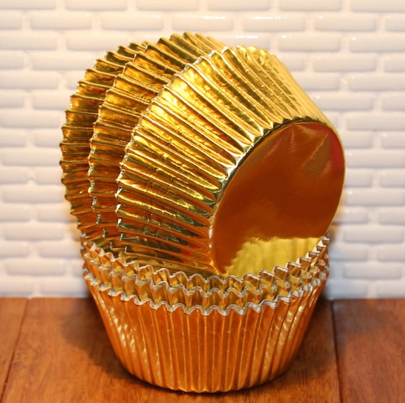 Gold Foil Cupcake Liners qty 50 Foil Cupcake Liners Gold Etsy