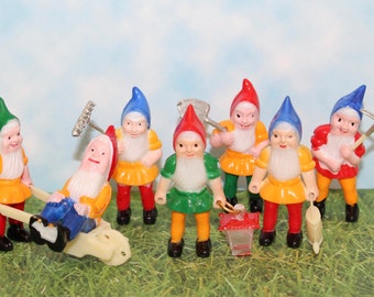 Garden Gnomes Cake Toppers (7 pc set) Gnome Cupcake Toppers,  Gnome Cake Decorations, Gnome Cupcake Decorations, Gnome Craft Supplies, Gnome