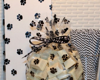 BULK Black Paw Print Cellophane Bag (Qty 100) Paw Print Cellophane Bag, Paw Print Cellophane Favor Bag, Paw Print Cellophane Gift Bags