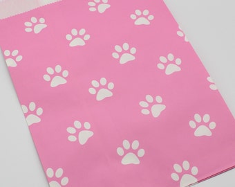 Pink Paw Print Gift Bags (Qty 10) Pink Paw Print Favor Bags, Pink Paw Print Treat Bags, Paw Print Gift Bags, Paw Print Favor Bags, Paw Print