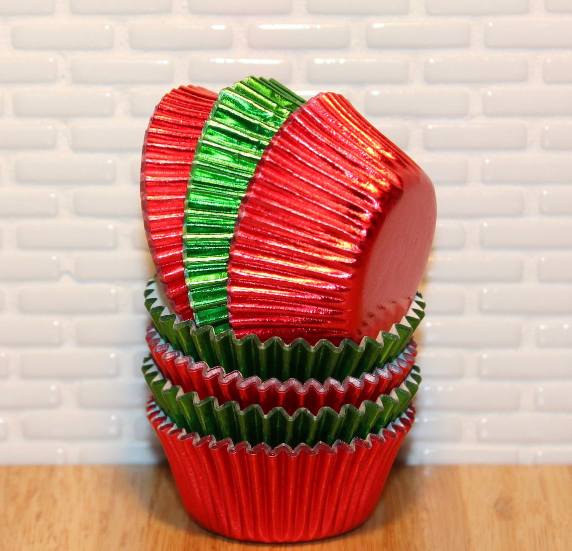 Mini Christmas Foil Cupcake Liners qty 60 Mini Red Cupcake Etsy