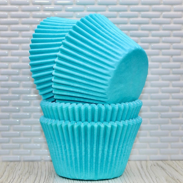 Jumbo Aqua Heavy Duty Cupcake Liners (Qty 20) Jumbo Aqua Greaseproof Muffin Cups, Jumbo Aqua Baking Cups, Jumbo Aqua Cupcake Papers