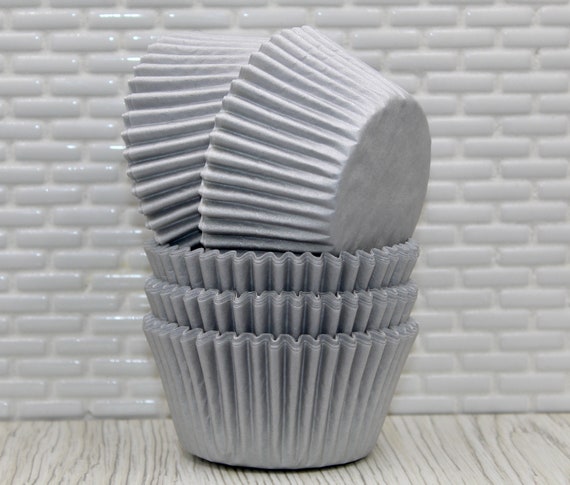 Silver Sheen Heavy Duty Cupcake Liners (Qty 32) Silver Cupcake Liner,  Silver Baking Cups, Silver Muffin Cups, Wedding Cupcake Liners