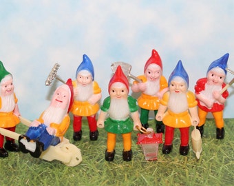 Garden Gnomes Cake Toppers  (7 pc set)  Garden Gnome Cake Toppers, Gnome Cupcake Toppers, Gnome Cupcake Decorations, Gnome Party Decorations