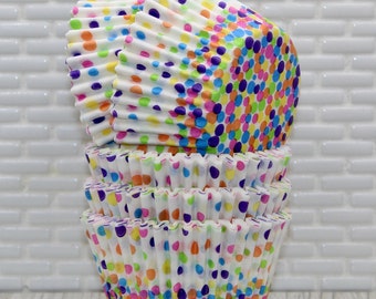 Rainbow Dot Heavy Duty Cupcake Liners (Qty 32) Rainbow Dot Baking Cups, Rainbow Dot Cupcake Papers, Rainbow Dot Cupcake Wrappers, Baking Cup