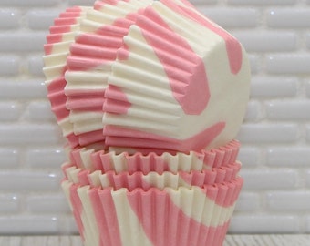 Mini Pink Zebra Cupcake Liners (Qty 50) Mini Pink Zebra Baking Cups, Mini Pink Cupcake Liners, Mini Pink Baking Cups, Mini Muffin Cup