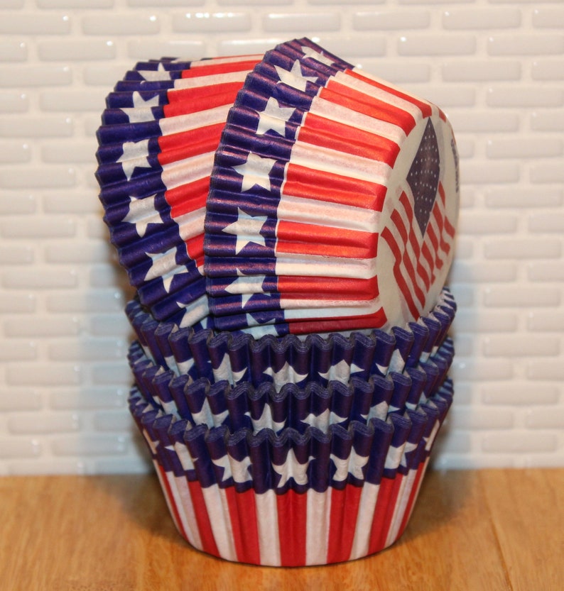 American Flag Cupcake Liners Muffin Cup NEW Cupcake Liners 32 RedWhiteBlue Cupcake Liner Baking Cups Americana Flag Cupcake Liners