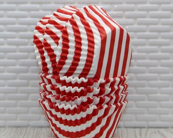 Red Bar Stripe Cupcake Liners (Qty 45) Red Striped Cupcake Liners, Red Striped Baking Cups, Red Cupcake Liners, Red Baking Cups