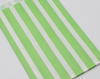 Green Striped Favor Bags (Qty 10) Green Gift Bags, Green Treat Bags, Green Favor Bag, Green Gift Bag, Treat Bag, Green Stripe Bag, Favor Bag