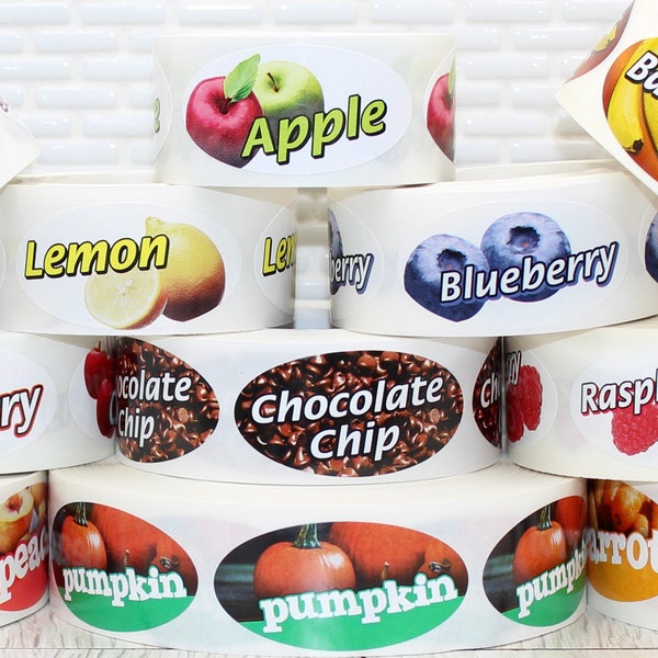 U Choose Fruity Flavor Labels Only - Oval Labels Only  (1 Design - 30 Labels) Fruity Flavor Label, Flavor Label, Label, Chocolate Chip Label