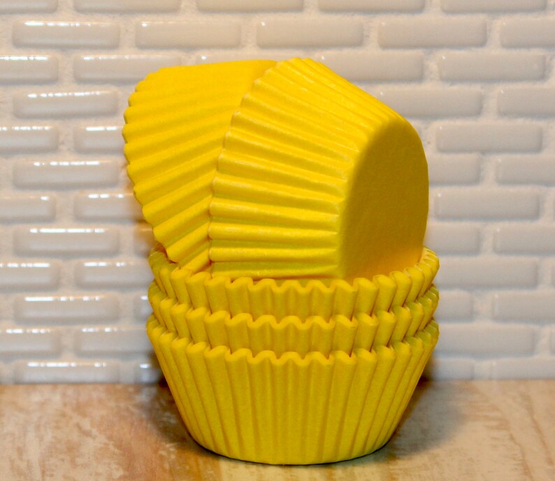 Mini Yellow Polka Dot Baking Cups Qty 50 Mini Yellow Polka Dot Cupcake Liners Mini Yellow Polka Dot Muffin Cups Mini Cupcake Liners