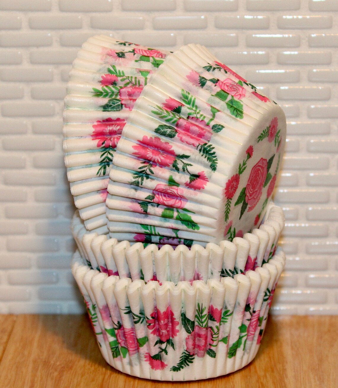 NEW Pink Floral Heavy Duty Cupcake Liners Qty 32 Floral Etsy