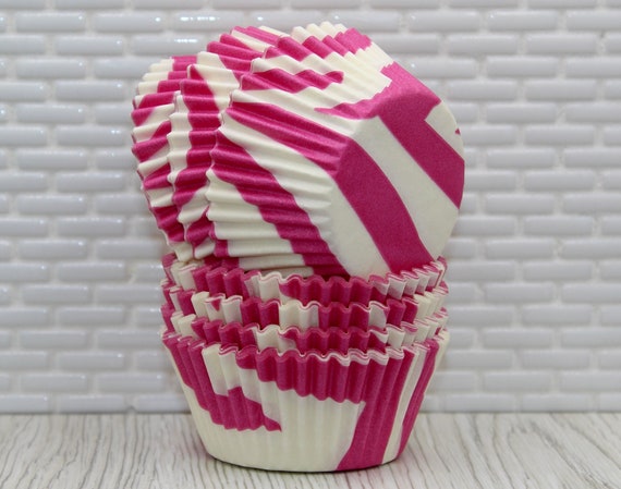Hot Pink Zebra Print Cupcake Liners (qty 45) Pink Zebra Cupcake