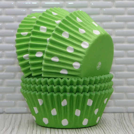 Lime Green Polka Dot Cupcake Liners qty 36 Lime Green Polka Dot Baking Cups Lime Green Polka Dot Cupcake Papers Lime Green Baking Cups Etsy
