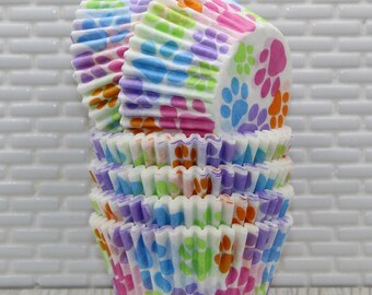 Paw Print Heavy Duty Cupcake Liners (Qty 32) Paw Print Baking Cups, Paw Print Cupcake Paper, Paw Print Cupcake Wrapper, Pet Theme Baking Cup