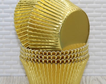200 Pcs Standard Sized Foil Cupcake Liners Baking Cups (gold