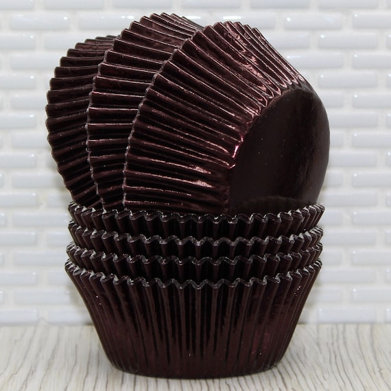 Copper Brown Foil Cupcake Liners (qty 50) Brown Foil Baking Cups
