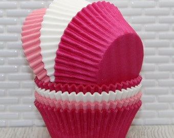 Pink & White Cupcake Liner Assortment (Qty 60) Pink Cupcake Liners, Pink Baking Cups, Pink Cupcake Wrappers, Pink Muffin Cups, Baking Cups
