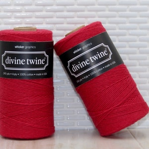 Red Divine Twine (Qty 1 Roll) Red Cotton Bakery Twine, Red Deli Twine, Red Mailing Twine, Red Invitation Twine, Red Gift Wrapping Twine