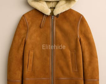 Chaqueta de piel de oveja para hombre B3, chaqueta de vuelo de piel de oveja