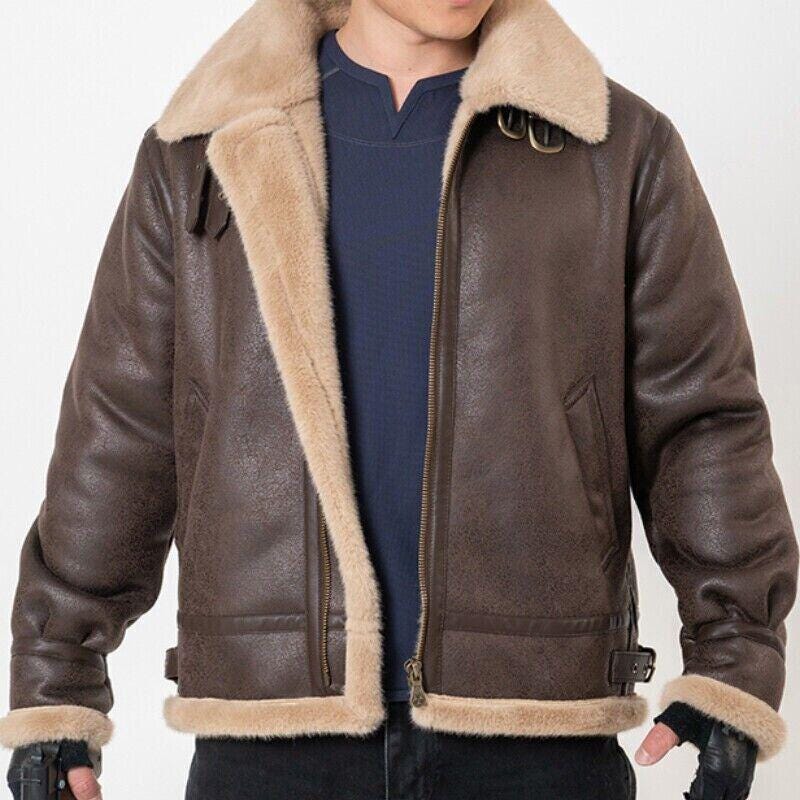 Giacca da aviatore B3 in pelle di pecora fatta a mano: bomber Giacca da aviatore B3 in pelle di pecora fatta a mano: bomber