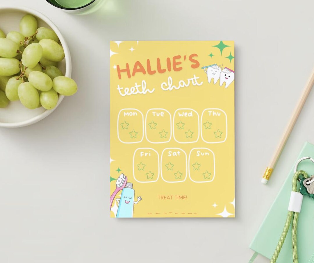 EDITABLE Teeth Brushing Chart - Etsy