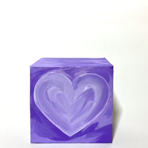 Herz-Malerei auf Leinwand Box Frame (lila/weißes Herz w / lila Hintergrund)