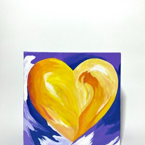 Heart Painting on Canvas Box Frame (orange heart w/ purple background)