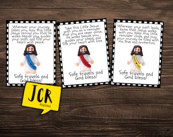 Printable Little Jesus Travel Blessing Tags | 3 Designs | Safe Travels  God Bless | Handout for Travelers | Digital Download