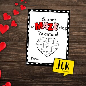 Maze Valentines- classroom valentines- Valentines handout- Printable valentines- Valentines cards