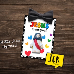 Jesus loves you - Church handout- Religious tag- Christian printable- Faith handout- Jesus figurine tag