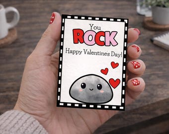 Cartões de Dia dos Namorados You ROCK: Pet Rock para impressão (PDF)