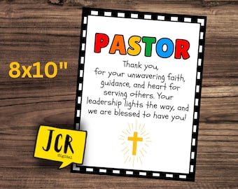 Pastor appreciation sign- 8x10 printable sign- Church handout- Religious tag- Christian printable