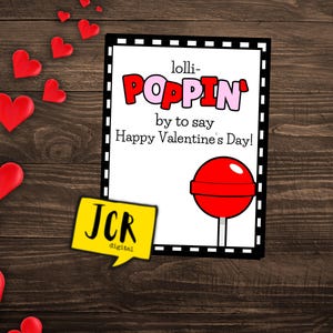 Sucker Valentines- classroom valentines- Valentines handout- Printable valentines- Valentines cards