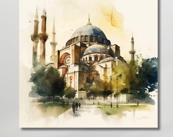 Mosque Poster, Mosque Wall Art, Mosque Painting Art, Islamic Wall Art, Islamic Impressive Wall Art, Mosque Print Art, Ready to Hang, Muslim