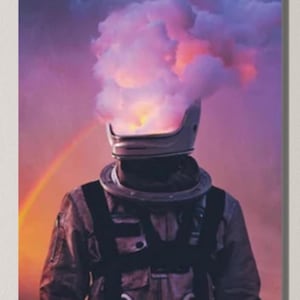 Astronaut In Space , Sublimenation,Astronaut-Face-Smoke-Helmet Gift For Him , Astronaut Wall Art , Canvas Wall Art , Outer Space Poster