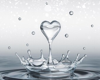 Decoración de pared para baño con paisaje de gota de corazón, arte de pared para baño, lienzo para pared, impresiones artísticas en lienzo para baño, póster o lienzo listo para colgar.