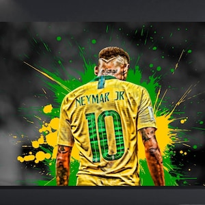 Neymar Jr Print, Neymar Jr Wall Art, Neymar Jr Poster,, Soccer Wall Art Poster, Legendary Footballer Poster, Neymar Canvas, Ready To Hang