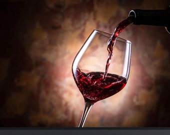 Att hälla vin i ett glas, väggkonst med rött vin, dekor för middag, affisch med att hälla vin i ett glas, väggkonst med rött vin, redo att hängas