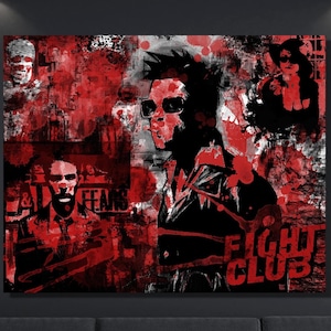 Fight Club Poster,Fight Club Movie Graffiti Canvas,Tyler Durden Poster,Fight Club Home Decor, Fight Club Painting, Canvas or Poster Wall Art