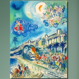 Marc CHAGALL Art,Marc Chagall Painting Wall Art Print,Chagall la Mariee Canvas Wall Art,Marc CHAGALL Canvas Print,Surrealism Canvas Wall Art