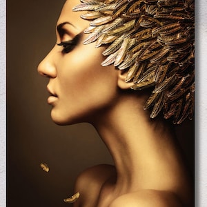 Afrikanische schwarze Frau Leinwand Wandkunst, afrikanische Kunst, abstrakte afrikanische Mädchen Leinwand Gemälde Wandkunst Bilder, schwarze Leinwand, Wanddekor, Wohnkultur