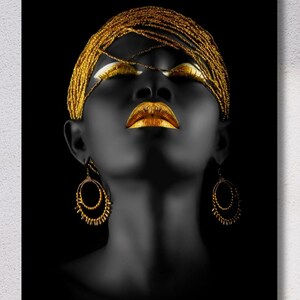 Afrikanische schwarze Frau Leinwand Wandkunst, afrikanische Kunst, abstrakte afrikanische Mädchen Leinwand Gemälde Wandkunst Bilder, schwarze Leinwand, Wanddekor, Wohnkultur